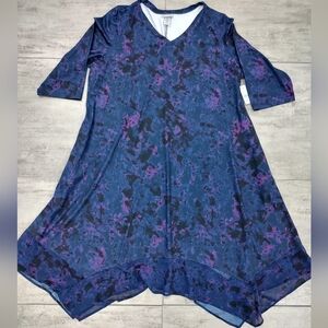 Catherine's Loose Fit Purple 3/4 Sleeve Midi Dress Size 2X NWT